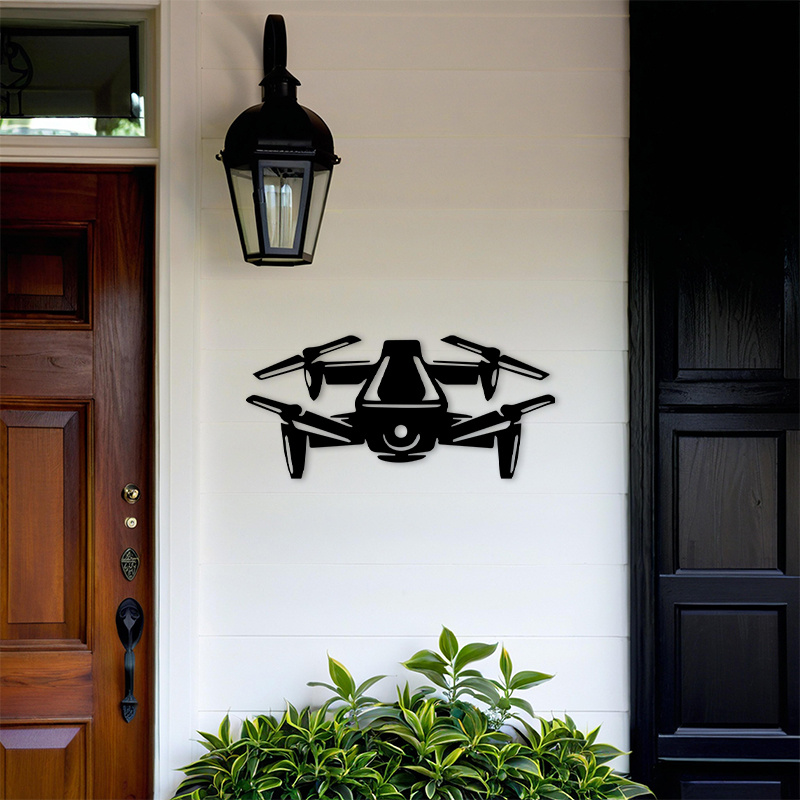 ドローンのシルエットメタルウォールアート、モダンな航空機ブラ - Office Tech Room のレビューと価格